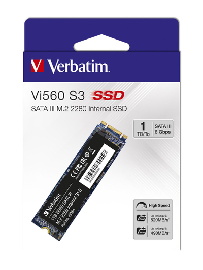 Внатрешен SSD Verbatim Vi560 S3 M.2, 1TB, SATA III, црн