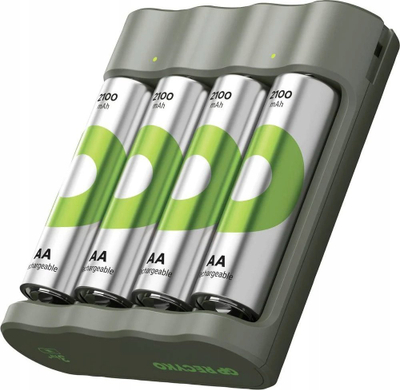 Karikues baterish GP ReCyko B441, 4x AA AAA NiMH, USB, gri