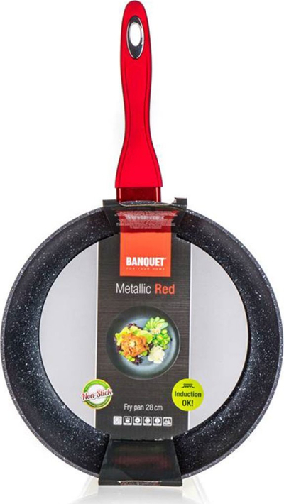Tigan BANQUET 28 cm, veshje jo ngjitëse, 5.3 cm i thellë, i kuq metalik