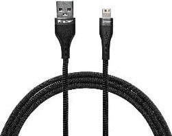 Kabllo karikimi Tracer USB A në Lightning, 1m, tekstil, i zi