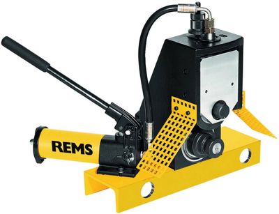 Машина за изработка на жлебови на цевки Rems Collum RG, до 12", хидраулична, жолто-црна