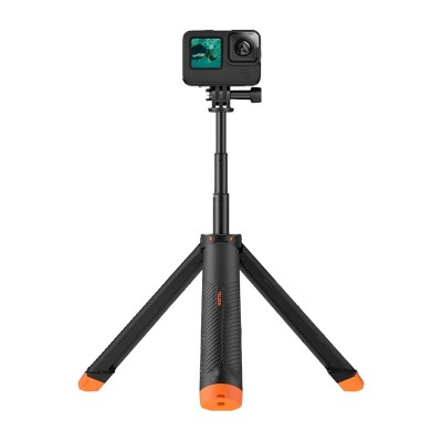 Shkop selfie nënujë TELESIN Buoyancy Bar, teleskopik, tripod, zi portokalli