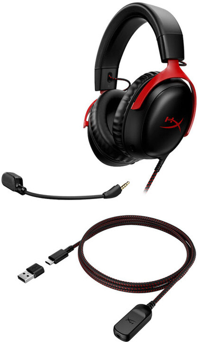 Kufje HyperX Cloud III, të zeza/ kuqe