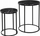 Set tavolinash anësore 2 copë, 30x30 cm, 40x40 cm, pamje mermeri, strukturë metalike e zezë