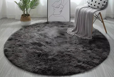 Tapet Strado Round Ombre Shaggy, 180x180 cm, poliester, gri e errët