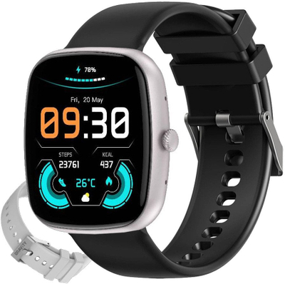 Ora inteligente Gravity GT18 5, ekran smartwatch, njoftime telefoni, e zezë