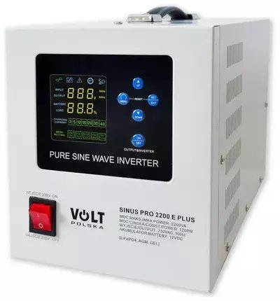 Inverter Volt Polska SinusPro 2200E Plus, 1200W 2200W, 12V 230V, i bardhë