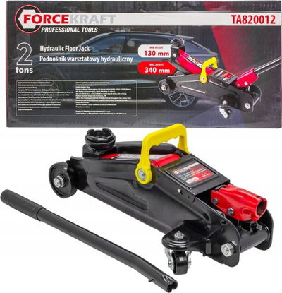 Krik hidraulik Forcekraft Low-Profile, 2T, 130-340mm, i kuq