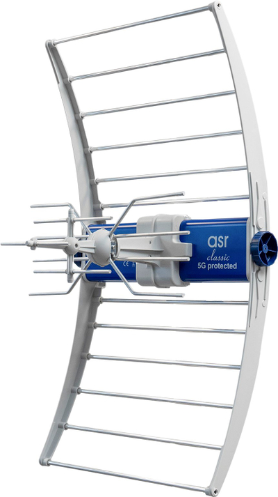 Antena jashtme Telmor asr Classic, DVB T T2, me mbrojtje 5G LTE, gri