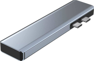Adapter hub Tech-Protect V5-HUB, 7‑me‑1, USB‑C HDMI SD, gri metal
