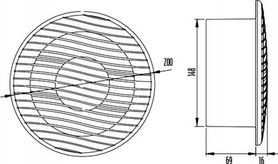 Ventilator muri DOSPEL Fala 100, 100mm, 100W, i bardhë