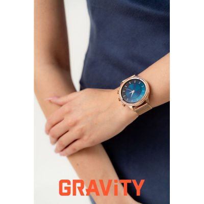 Smartwatch Gravity GT5-7 Women, rrip silikoni dhe mesh, rozë gold