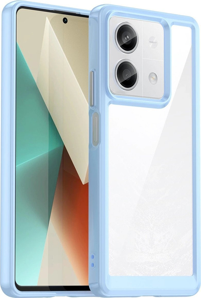 Maskë Outer Space për Xiaomi Redmi Note 13 Pro Plus, xhel TPU hibride, pjesa mbrapa transparente, blu e çelët