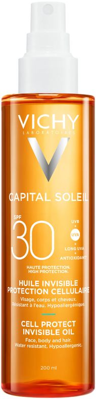 Vaj mbrojtës nga dielli Vichy Capital Soleil Invisible Oil SPF 30, 200 ml, për fytyrë dhe trup