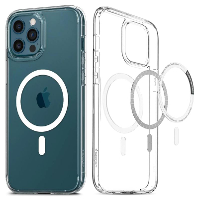 Mbrojtëse për celular iPhone 12/iPhone 12 Pro Spigen Ultra Hybrid MagSafe, transparente/e bardhë