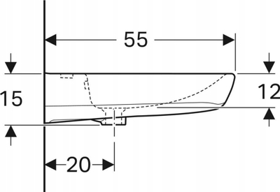 Lavabo muri Geberit Selnova Comfort, 60x55 cm, qeramike, e bardhë