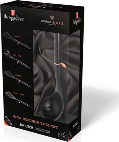 Set aksesorë kuzhine Berlinger Haus BH-6208, najlon termoplastik, 4 copë, e zezë