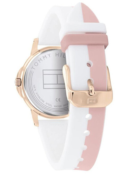 Orë dore për femra Tommy Hilfiger Kids, çelik inox, rrip silikoni, rozë gold e bardhë