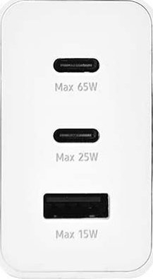 Karikues muri Denmen Fast Charger, 65W PD, 2x USB C 1x USB A, i bardhë