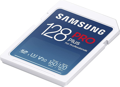 Kartë memorie Samsung PRO Plus SDXC, 128GB, U3 V30, e bardhë