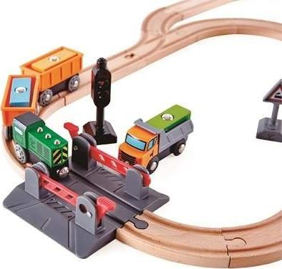 Set lojë treni Hape Crossing and Crane, 34 pjesë, shumëngjyrësh
