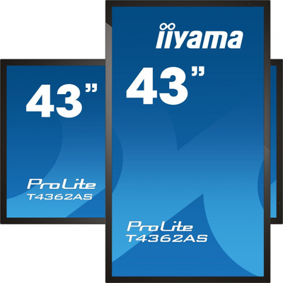 Ekran interaktiv Iiyama ProLite T4362AS-B1, 43", 4K UHD, IPS, me prekje, i zi