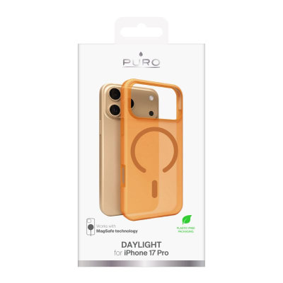Kllëf telefoni Puro Daylight, MagSafe, silikon për iPhone 17 Pro, portokalli i tejdukshëm
