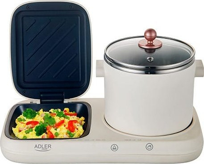 Grill raclette Adler AD 6421, 2 në 1, tenxhere gatimi, i zi