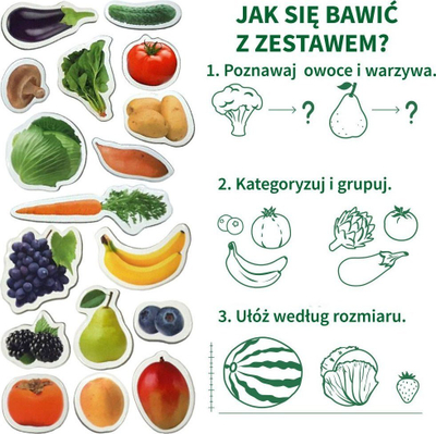 Set magnetësh edukativ Fruits and Vegetables, 50 copë, shumengjyrësh