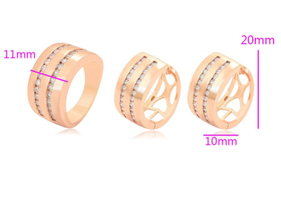 Set i praruar në ari rozë - unazë, vathë, 15.29mm/#8