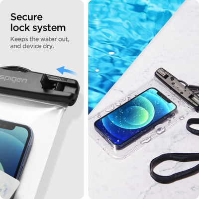 Mbrojtëse universale e papërshkueshme nga uji Spigen A601, deri 8", IPX8, transparente, set 2 copë