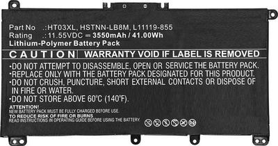 Bateri laptopi CoreParts MBXHP-BA0171 për HP, 3550 mAh, 11.55 V, e zezë