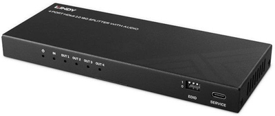 Splitter HDMI LINDY me 4 porta, 8K 60Hz, me audio, i zi