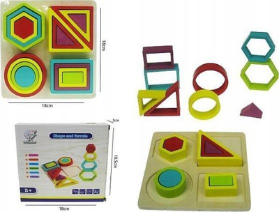 Puzzle druri Hipo M7232 me forma gjeometrike, edukativ, shumëngjyrësh