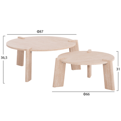 Set tavolina dhome dite HomeMarkt EQUIL HM9943.01, MDF melaminë, 66×66cm dhe 87×87cm, dru natyral