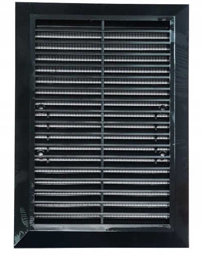 Grilë ventilimi Awenta 16x23, rrjetë kundër insekteve, me kapëse, e zezë