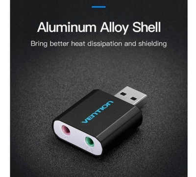 Kartë zanore USB Vention, 3.5mm AUX, hyrje kufje dhe mikrofon, e zezë