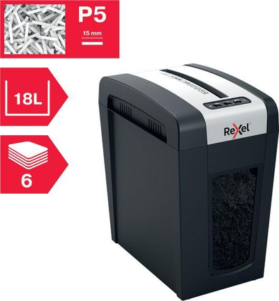 Рексел Секјур MC6 SL машина за сечење документи, P 5, 18L, црна