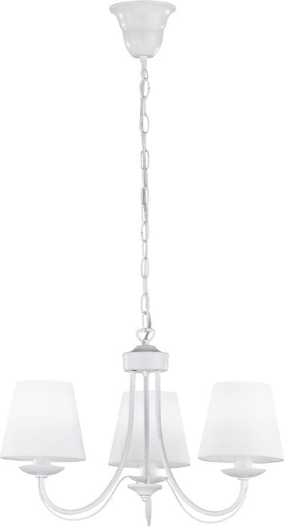 Lluster Trio Lighting Cortez, 3 llamba, metal dhe pëlhurë, e bardhë