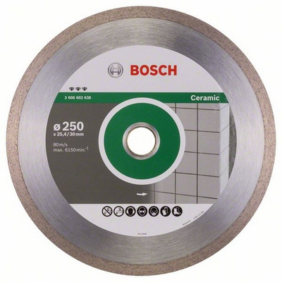 Disk prerës diamant Bosch Best for Ceramic 250mm, vrimë 25.4mm, i argjendtë