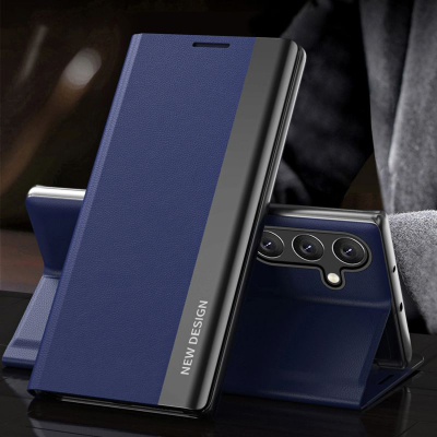 Futrollë Sleep Case Pro për Samsung Galaxy S25+, kapak tip libër, kthehet në këmbë mbajtëse, blu