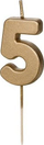 Qiri ditlindje Birthday Candle, numri 5, 4.5 cm, ngjyrë ari