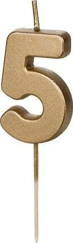 Qiri ditlindje Birthday Candle, numri 5, 4.5 cm, ngjyrë ari