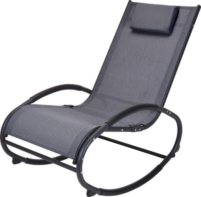 Лулка столица ProGarden Relax, челична структура, перниче за глава, темно сива