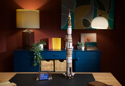 Puzzle 3D NASA Saturn V, model druri, edukativ, i bardhë natyral