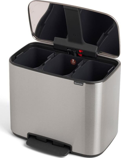 Kosh plehrash Brabantia Bo Step Can, 3x3 gal, çelik mat, ngjyrë argjendi