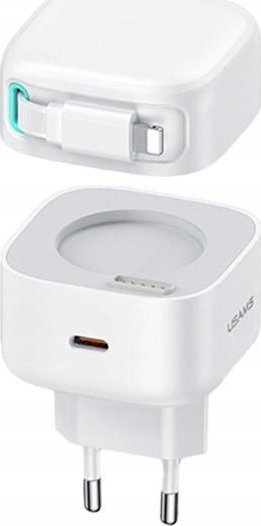 Adapter karikimi Usams, 35W, 1xUSB, me kabllo Lightning, i bardhë