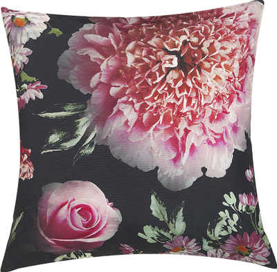 Set jastëkësh dekorativë Beliani HEDERA, 45 x 45 cm, me lule, me sfond të zi