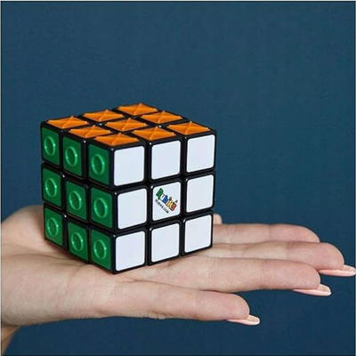 Lodër puzzle Rubik Sensory Cube 3x3, shenja me prekje, shumëngjyrësh