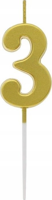 Qiri numri 3 metalik, 9.5cm, ngjyrë ari